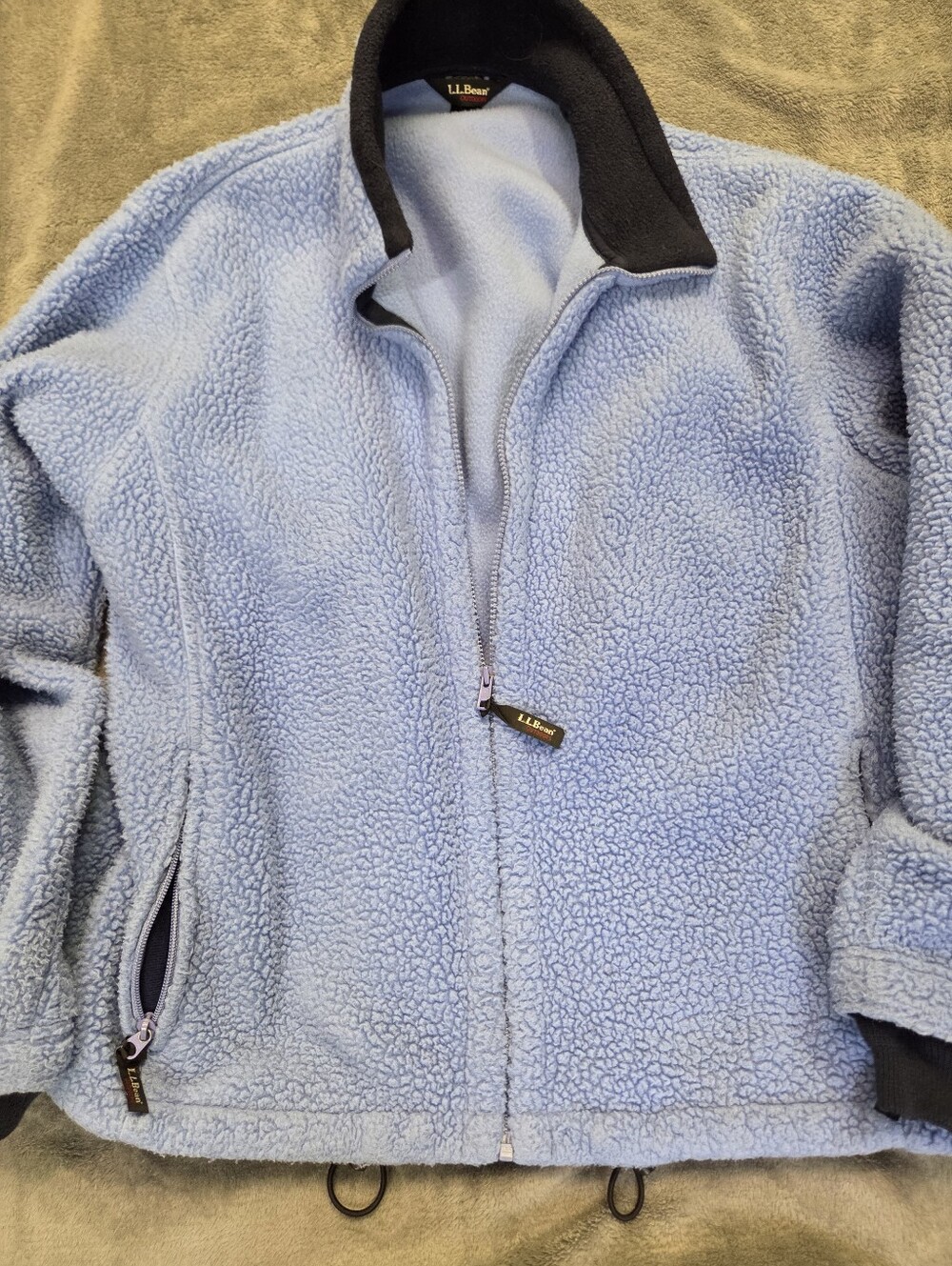 VTG 90s L.L. Bean Outdoors Deep Pile Sherpa Fleece Jacket Blue Womens XL USA